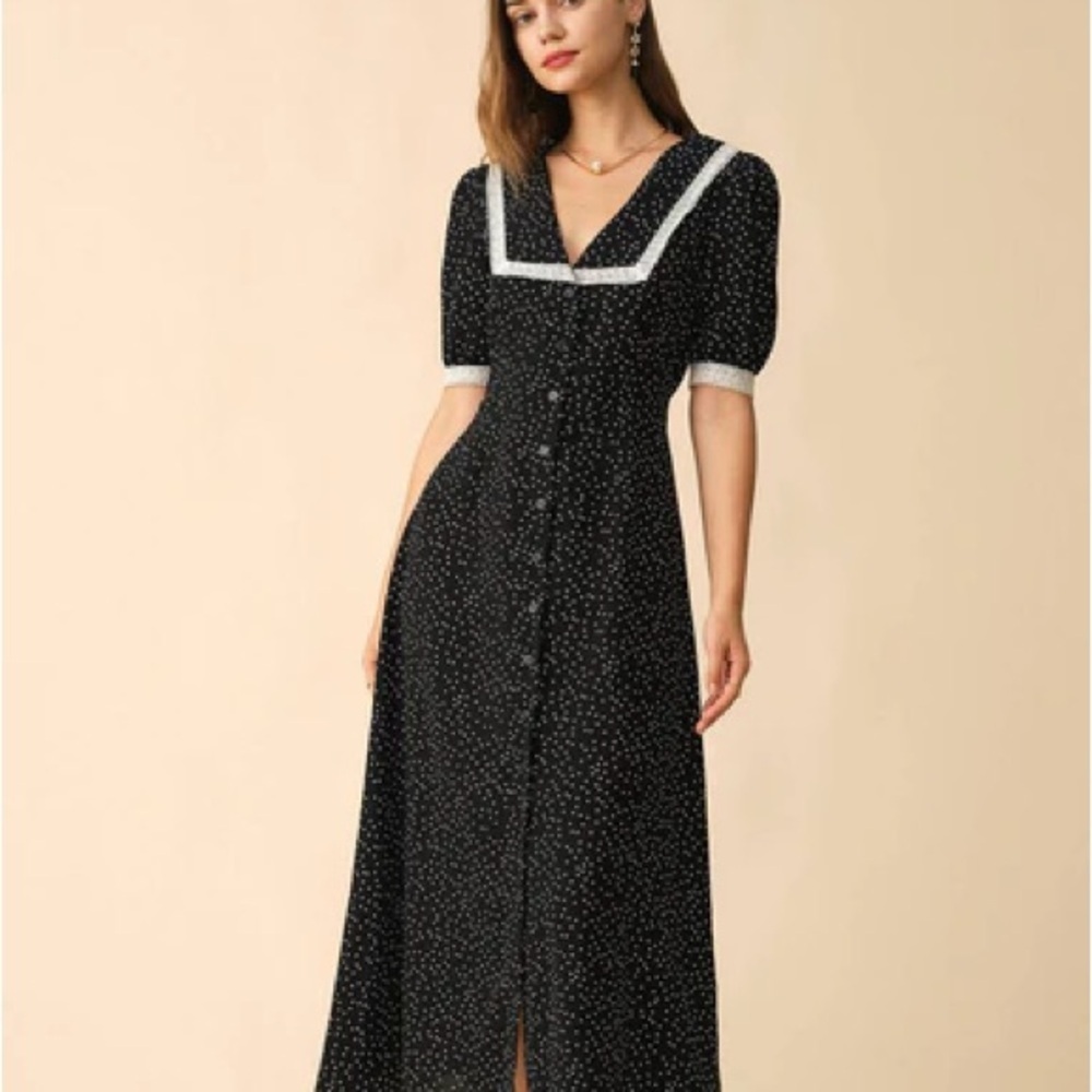 Elegant Black and White Polka Dot Dress